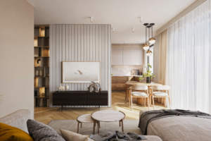 Salon z dużymi oknami w Osiedlu Harmonia