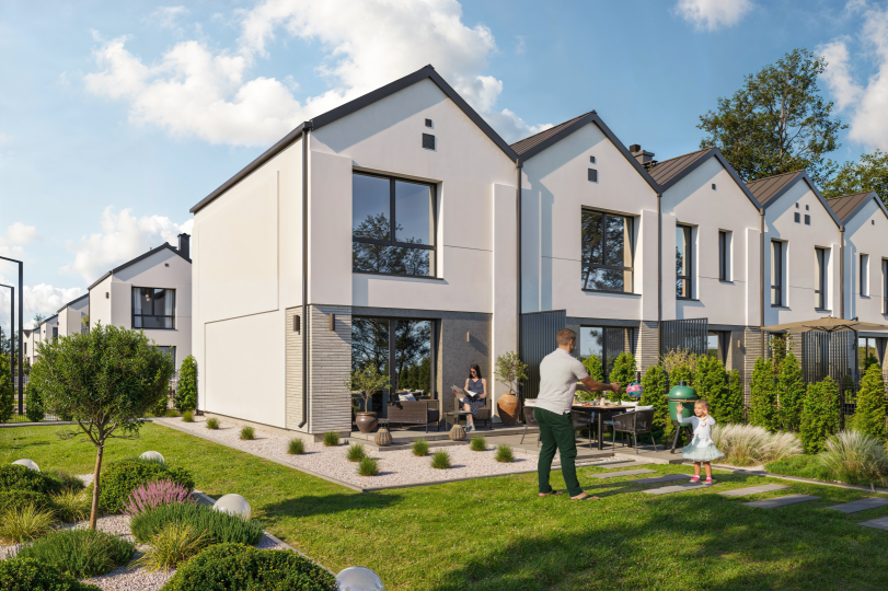 osiedle harmonia widok od ogrodu ludzie optima home